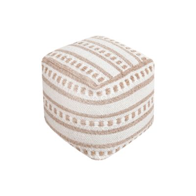FRIDA - pouf in lana avorio con decoro 40 x 40