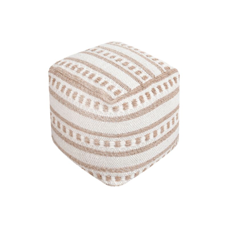 FRIDA - pouf in lana avorio con decoro 40 x 40