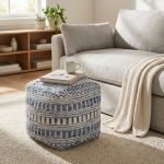 XABA - pouf in lana avorio con decoro 40 x 40