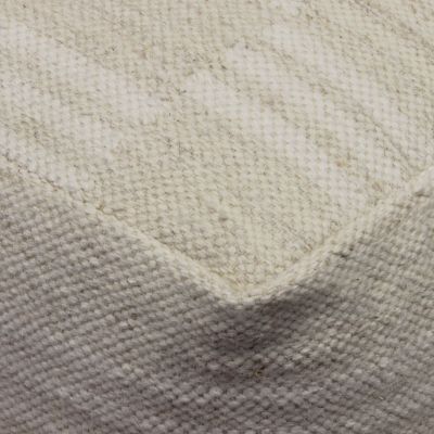 MIRANDA - pouf in lana avorio con decoro 40 x 40