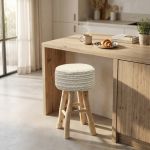 XENIA - sgabello in legno e lana 40 x 70