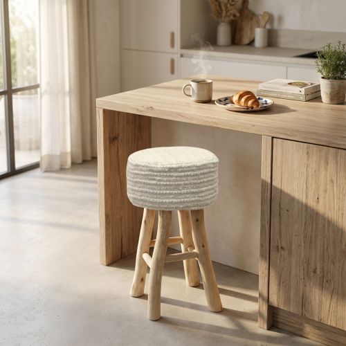 XENIA - sgabello in legno e lana 40 x 70