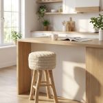 XENIA - sgabello in legno e lana 40 x 70