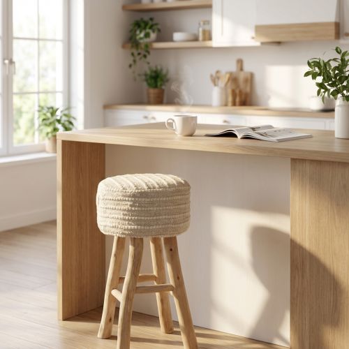 XENIA - sgabello in legno e lana 40 x 70