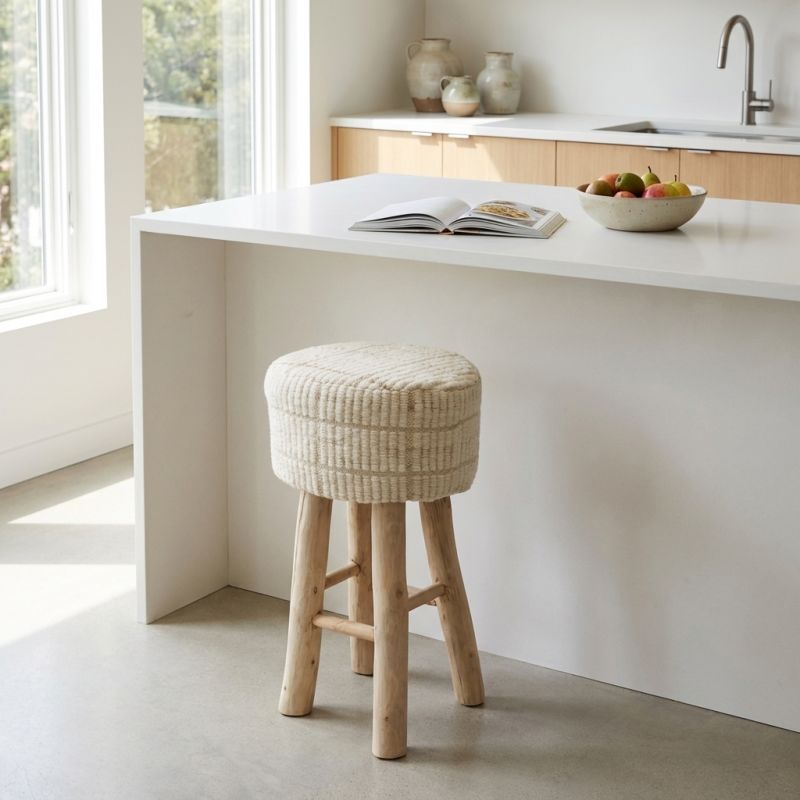 CASPER - sgabello in legno e lana 40 x 70
