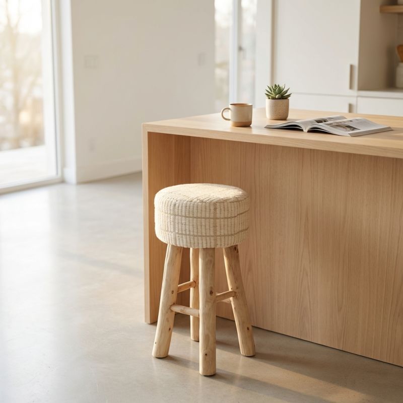 CASPER - sgabello in legno e lana 40 x 70