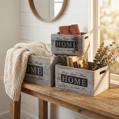 BRIANNA - set di 3 cassette in legno 