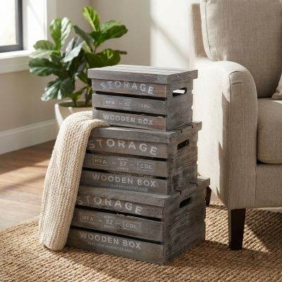 CLARA - set di 3 cassette in legno
