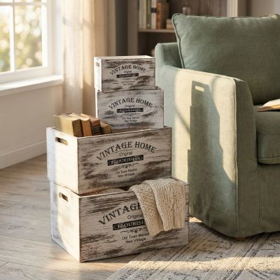 GISELA - set di 4 cassette in legno 
