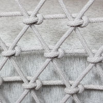 GLENDA - poltrona dondolo con struttura in allumino bianco e con corda grigio mélange