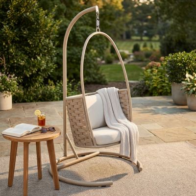 MATISSE - dondolo con struttura in allumino beige con corda beige