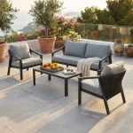 FRIDA - salotto outdoor in alluminio con schienale in corda