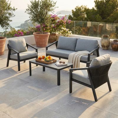 FRIDA - salotto outdoor in alluminio con schienale in corda