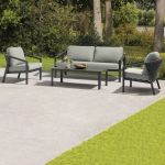 FRIDA - salotto outdoor in alluminio con schienale in corda