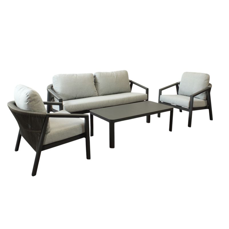 FRIDA - salotto outdoor in alluminio con schienale in corda