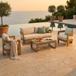 NAMOR - salotto con struttura in alluminio verniciato effetto legno