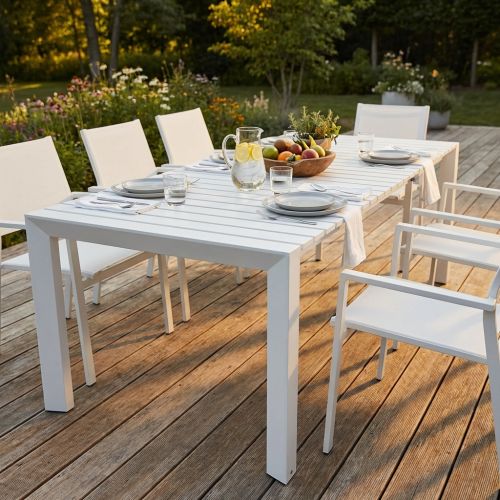 BRUNO - tavolo con struttura in alluminio verniciato bianco o antracite