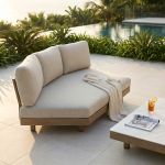 GAMORA - divano dx con struttura in alluminio effetto legno