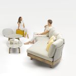 GAMORA - divano dx con struttura in alluminio effetto legno