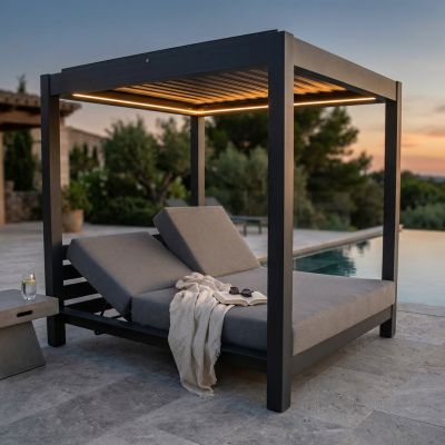 FEDRA - gazebo letto con struttura in alluminio color antracite