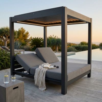 FEDRA - gazebo letto con struttura in alluminio color antracite