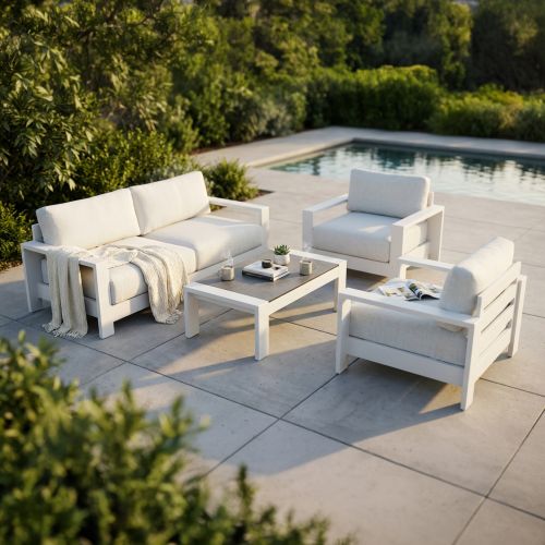 FEDRA - salotto con struttura in alluminio bianco o antracite
