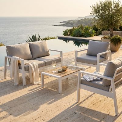 LAMBADA - salotto con struttura in alluminio verniciato antracite o bianco