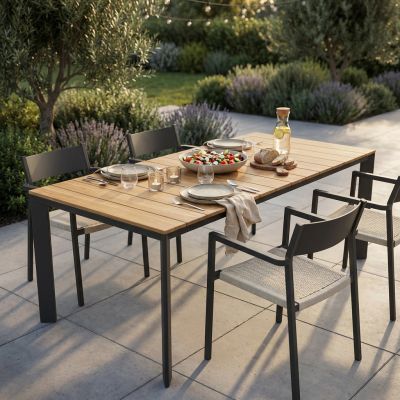 COPERNICO - struttura in alluminio verniciato bianco o antracite, piano in teak