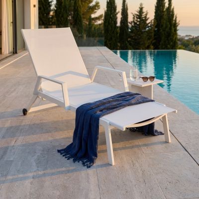 FANDANGO - lettino con struttura in alluminio verniciato bianca o antracite, textilene 2 x 1