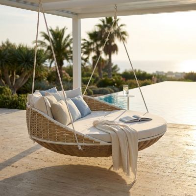 MARISMA - divano letto outdoor con struttura in alluminio verniciato taupe