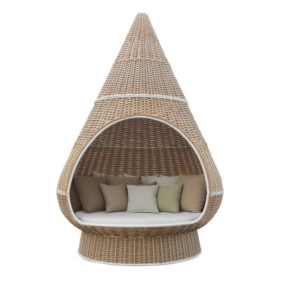 MELODIA - conchiglione con struttura in alluminio verniciato rivestito in rattan