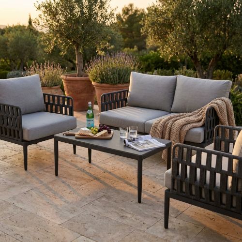 CASCADA - salotto outdoor con struttura in alluminio grigio chiaro, antracite o naturale
