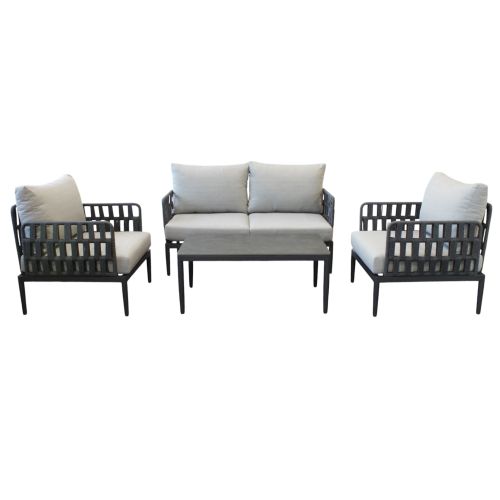 CASCADA - salotto outdoor con struttura in alluminio grigio chiaro, antracite o naturale