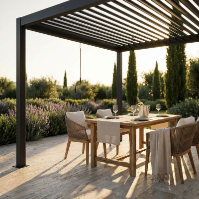MAHONEY - pergola bioclimatica in alluminio 3x4 con doppia lamella a movimentazione manuale