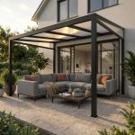 Veranda addossata con copertura in policarbonato