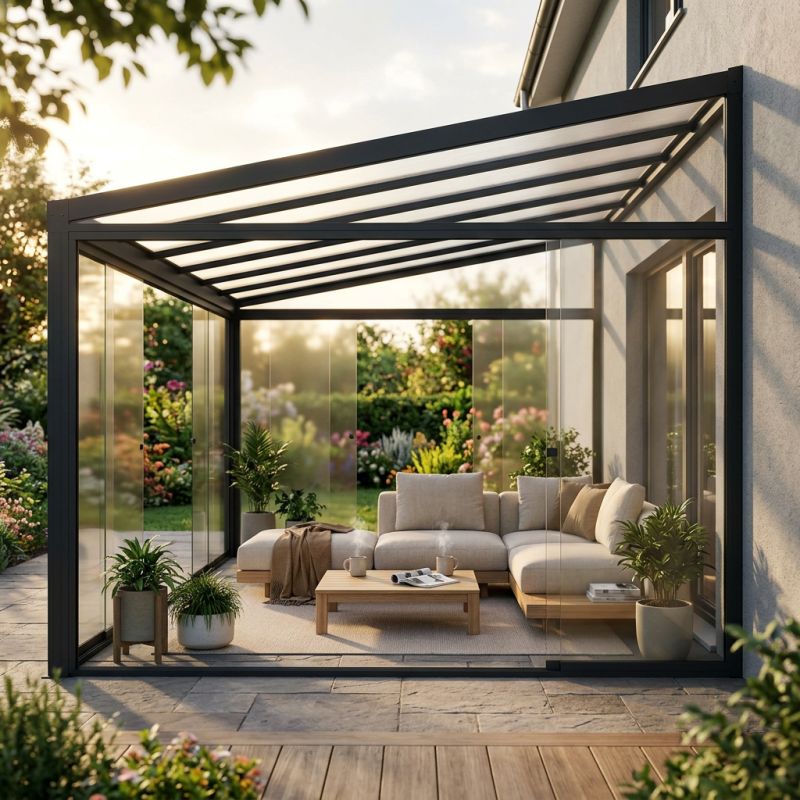Set laterali in vetro per veranda addossata