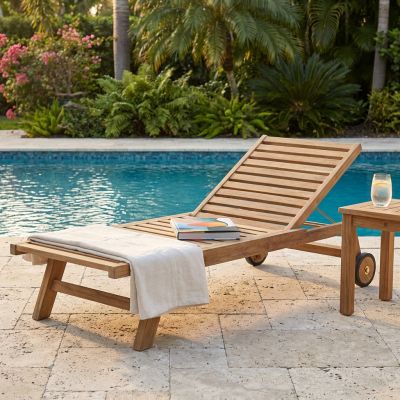 TIKAU - lettino con ruote in teak