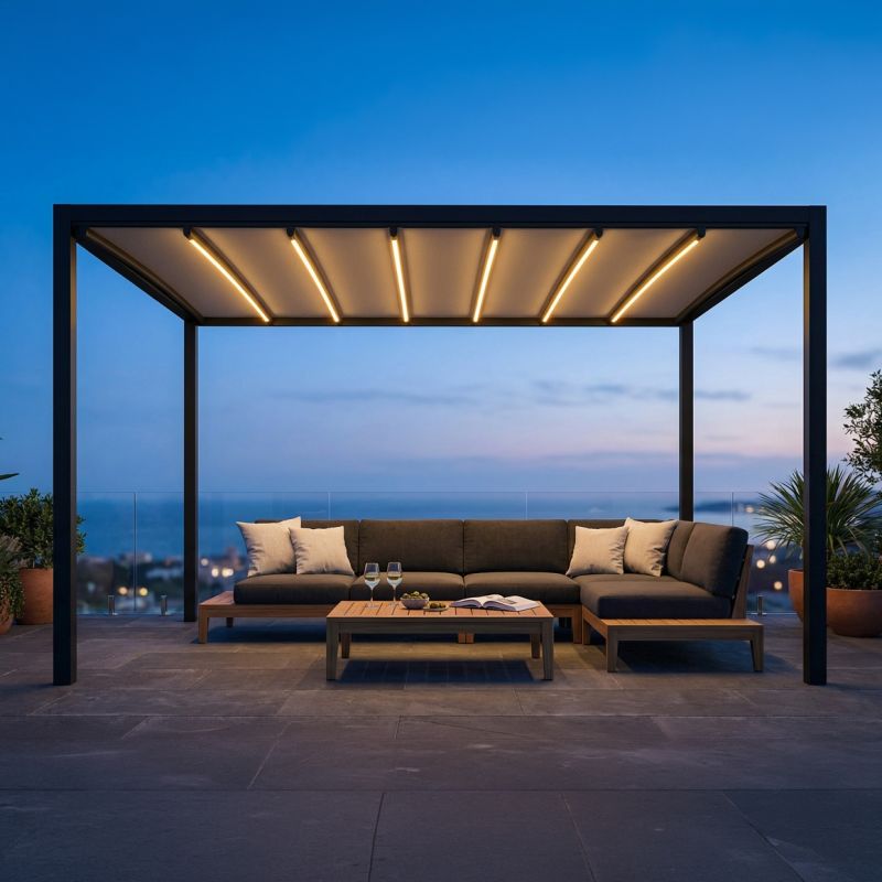 Pergola retrattile motorizzata con led 3 x 3