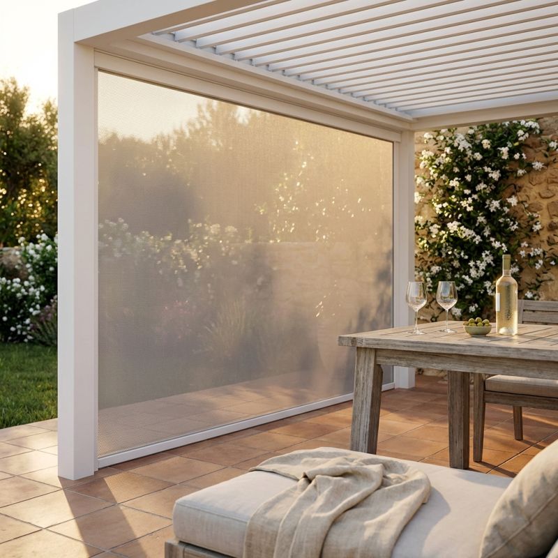  - laterale zanzariera in textilene apertura manuale per pergola 3 m