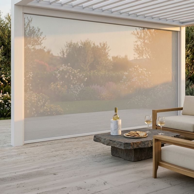  - laterale zanzariera in textilene apertura manuale per pergola 3 m