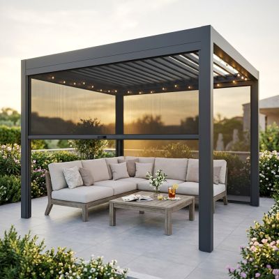 - laterale zanzariera in textilene apertura manuale per pergola 3 m