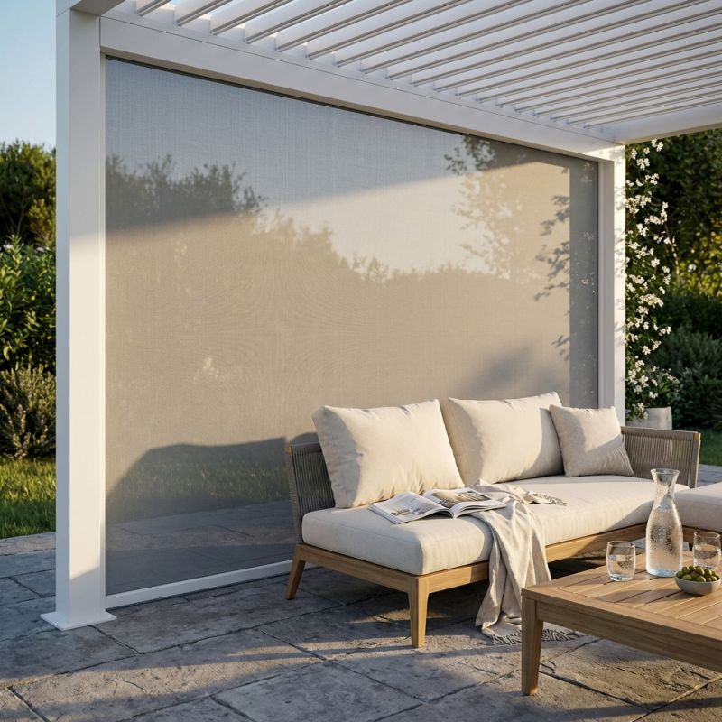  - laterale zanzariera in textilene apertura manuale per pergola 4 m