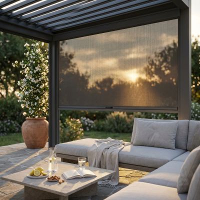 - laterale zanzariera in textilene apertura manuale per pergola 4 m