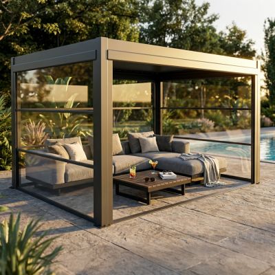 Laterale in PVC trasparente per pergola bioclimatica 3 m
