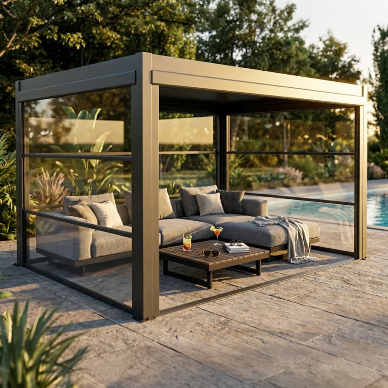 Laterale in PVC trasparente per pergola bioclimatica 3 m