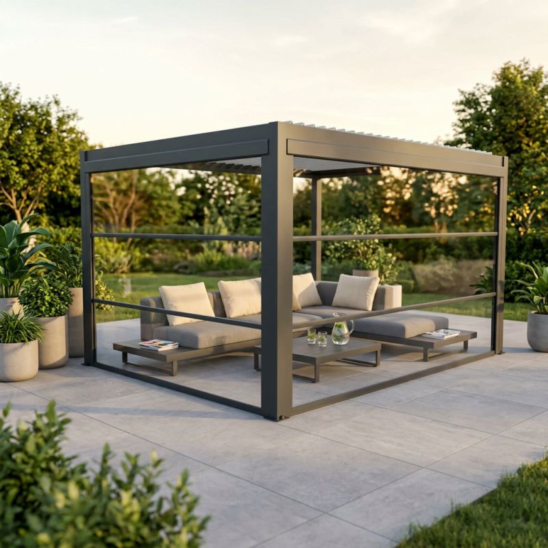 Laterale in PVC trasparente per pergola bioclimatica 4 m
