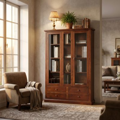 JOSELYN - credenza con vetrina in legno massello