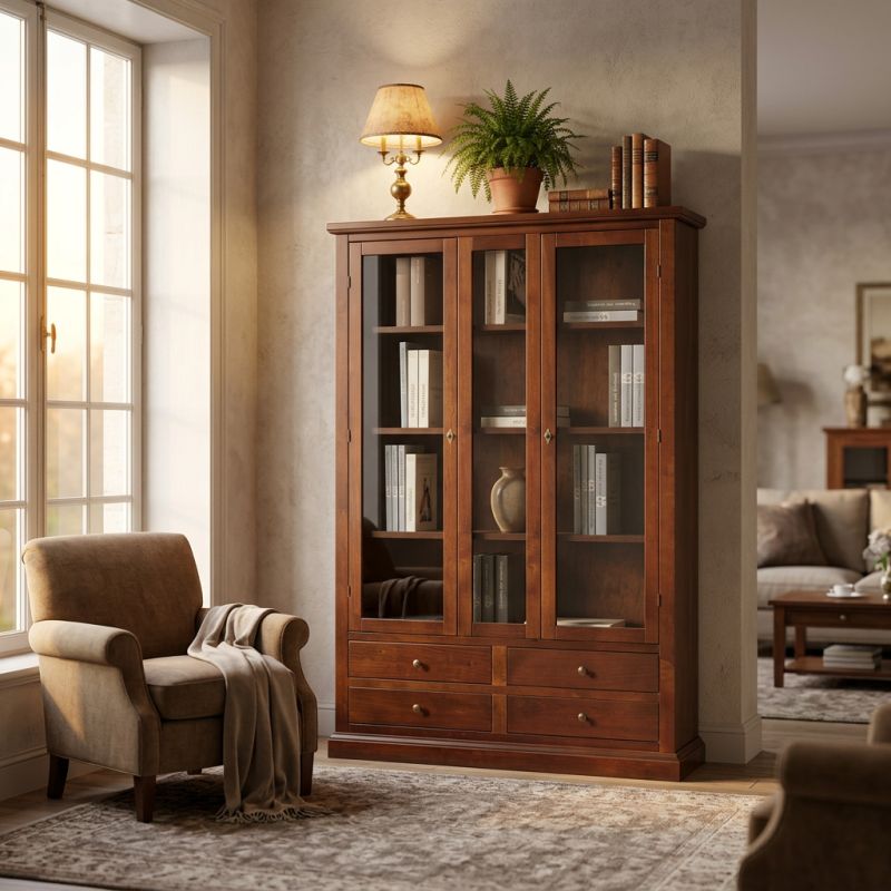 JOSELYN - credenza con vetrina in legno massello