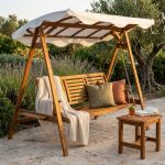 ADAMAS - dondolo da giardino in legno massiccio di acacia 3 posti