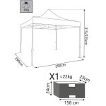 DIADEMA - gazebo pieghevole e richiudibile completo di sacca protettiva in acciaio 3 x 3 m